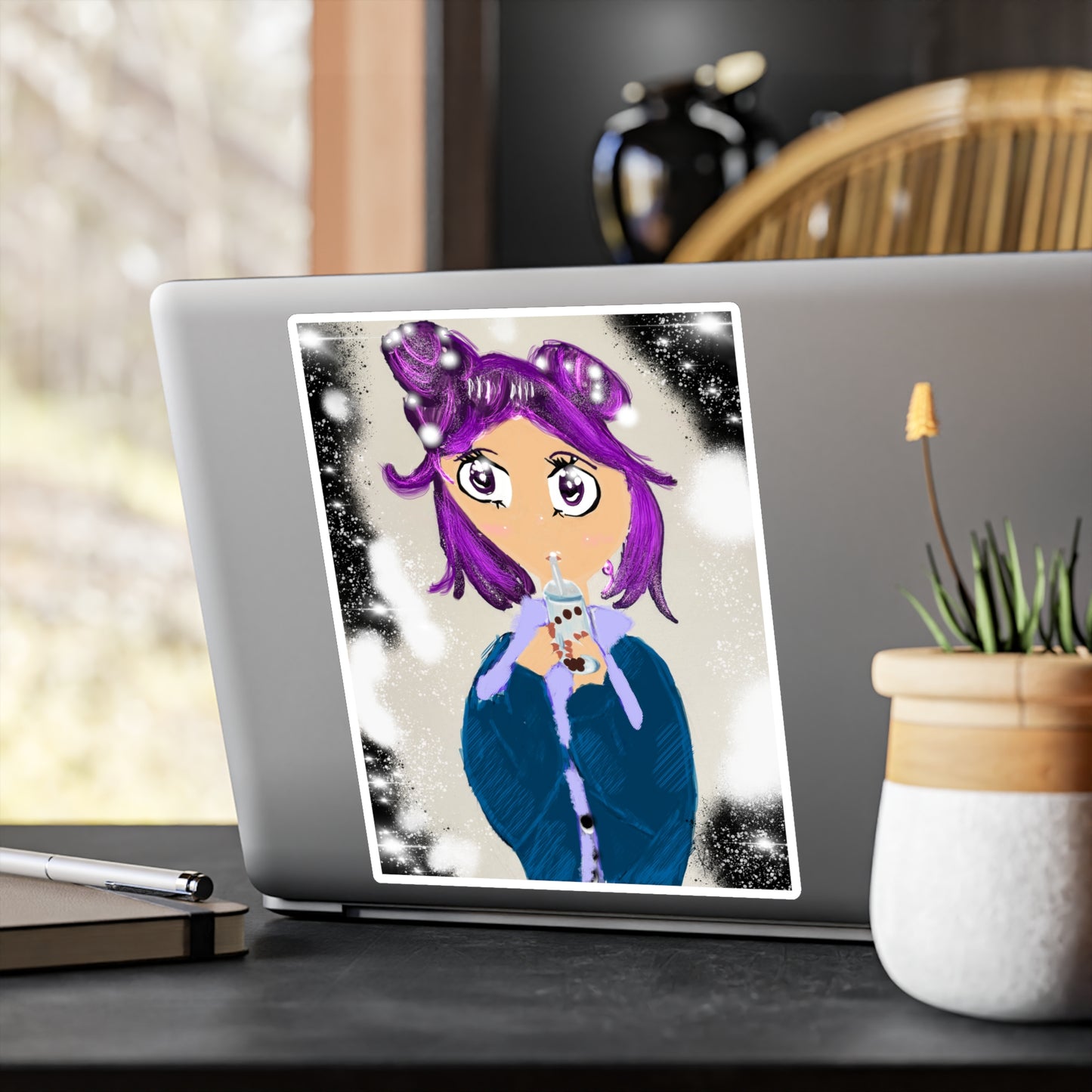 Anime Girl Boba Kiss-Cut Vinyl Decals