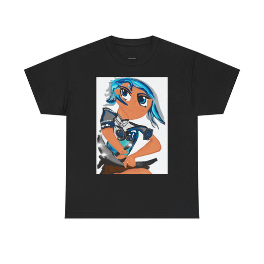 Anime Girl Sword Fighter Unisex Heavy Cotton Tee