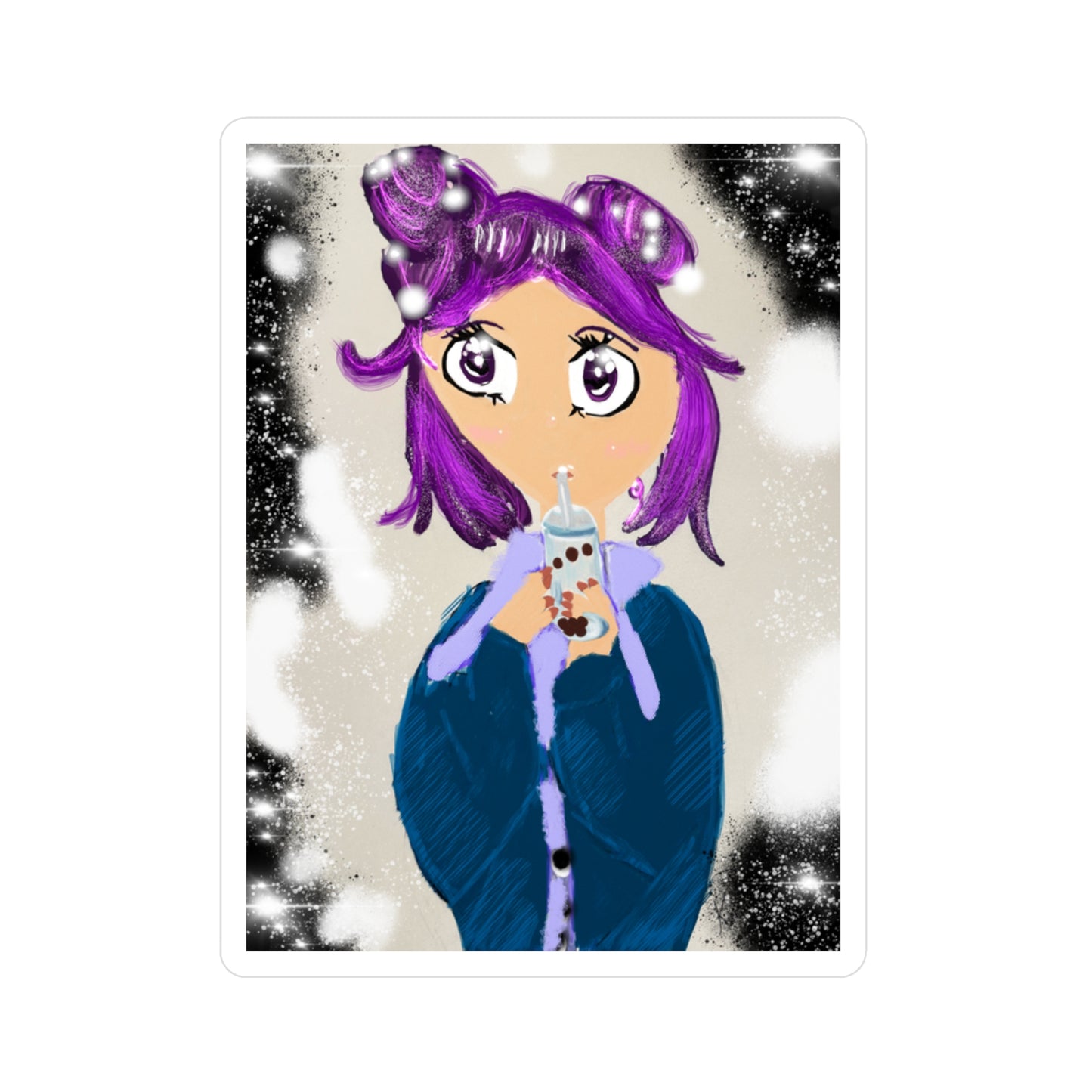 Anime Girl Boba Kiss-Cut Vinyl Decals
