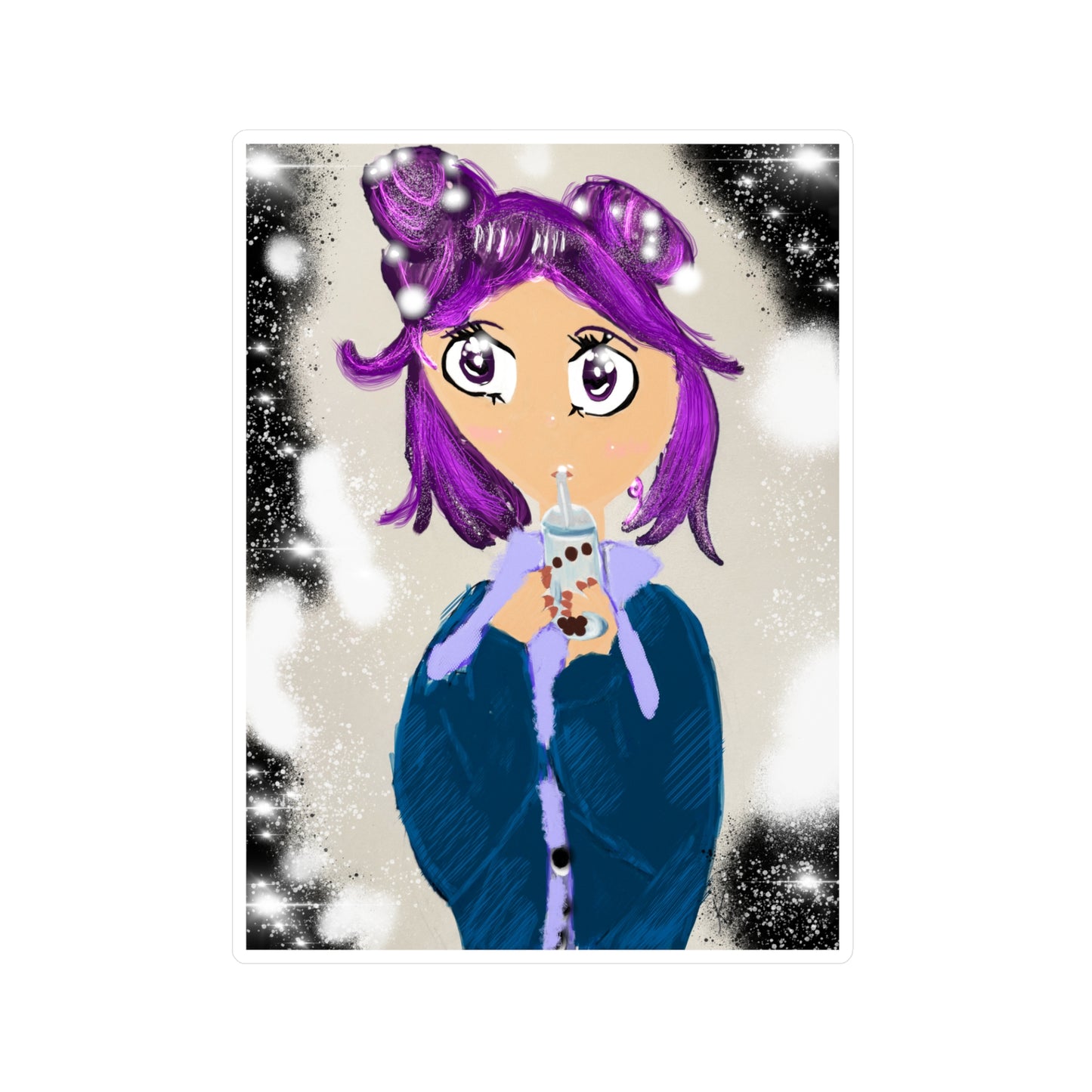 Anime Girl Boba Kiss-Cut Vinyl Decals
