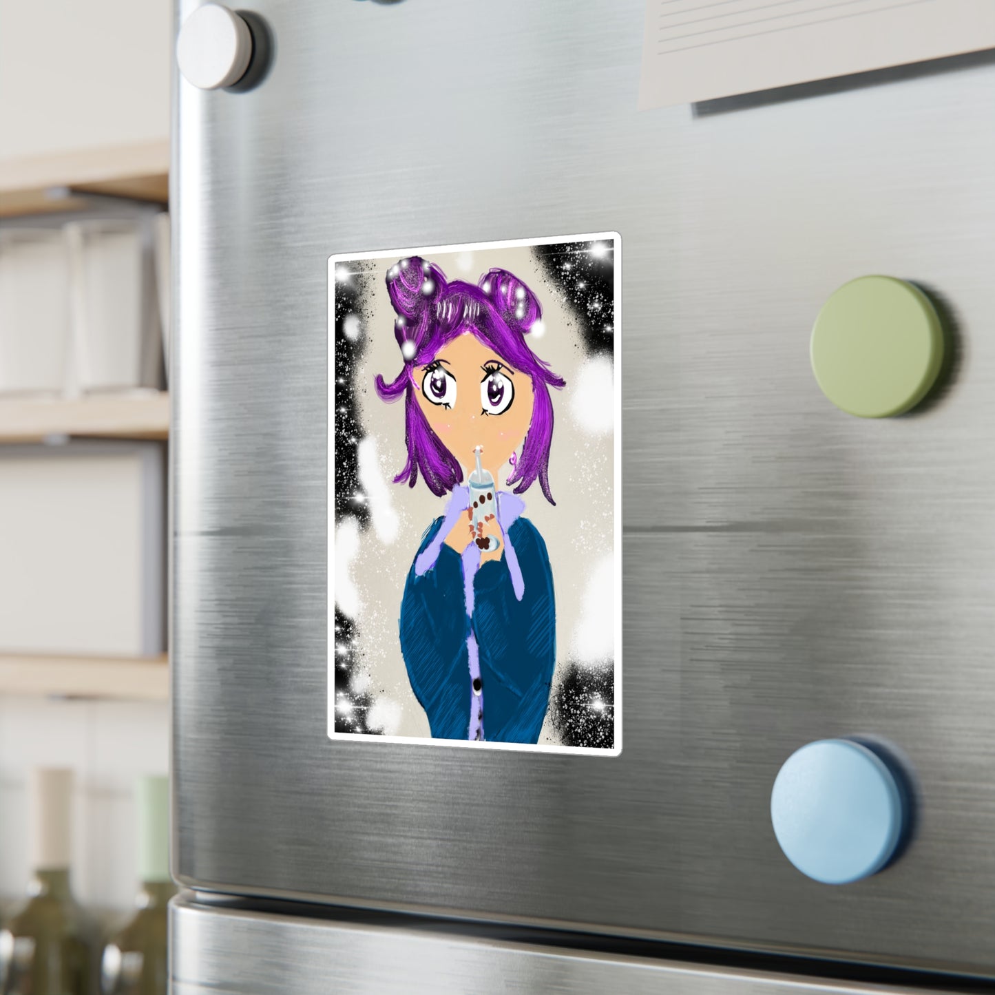 Anime Girl Boba Kiss-Cut Vinyl Decals