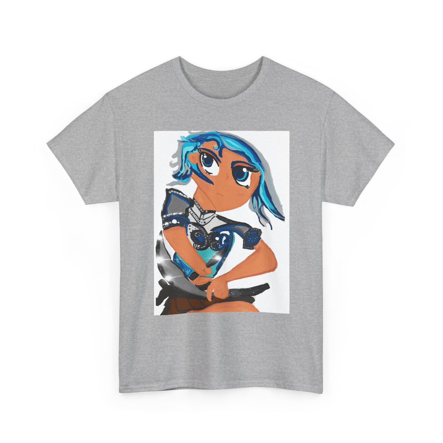 Anime Girl Sword Fighter Unisex Heavy Cotton Tee
