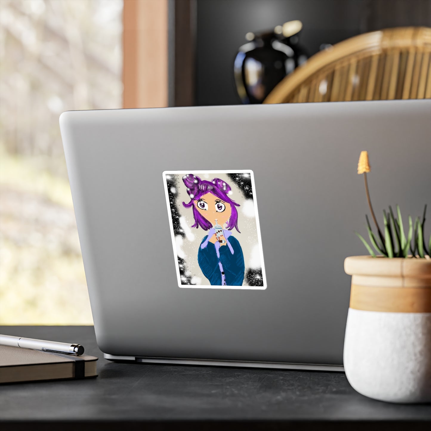 Anime Girl Boba Kiss-Cut Vinyl Decals
