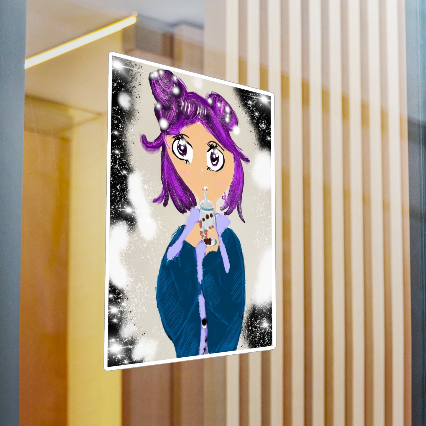 Anime Girl Boba Kiss-Cut Vinyl Decals