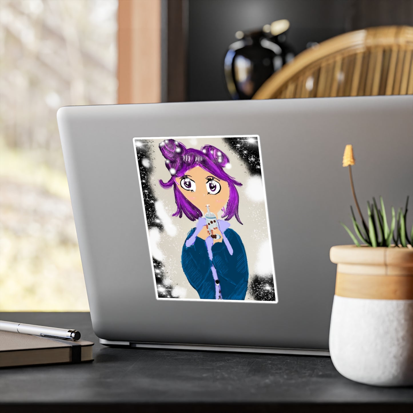 Anime Girl Boba Kiss-Cut Vinyl Decals