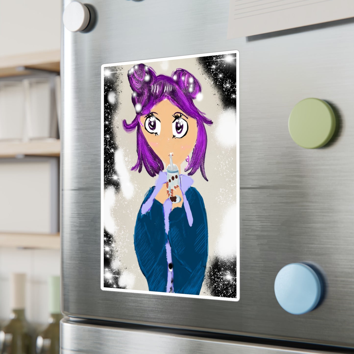 Anime Girl Boba Kiss-Cut Vinyl Decals